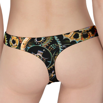 Steampunk Cogs And Gears Print Women's Thong
