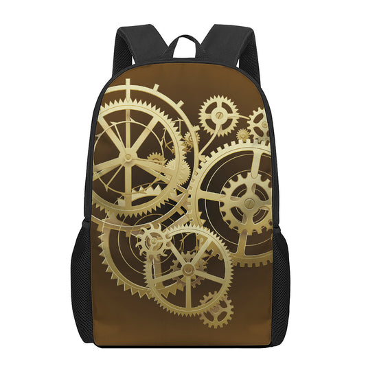 Steampunk Cogwheels Print 17 Inch Backpack