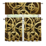 Steampunk Cogwheels Print 3 Piece Kitchen Curtains