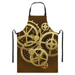 Steampunk Cogwheels Print Bib Apron With Pocket