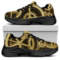 Steampunk Cogwheels Print Black Chunky Shoes