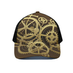 Steampunk Cogwheels Print Black Mesh Trucker Cap