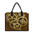 Steampunk Cogwheels Print Canvas Tote Bag