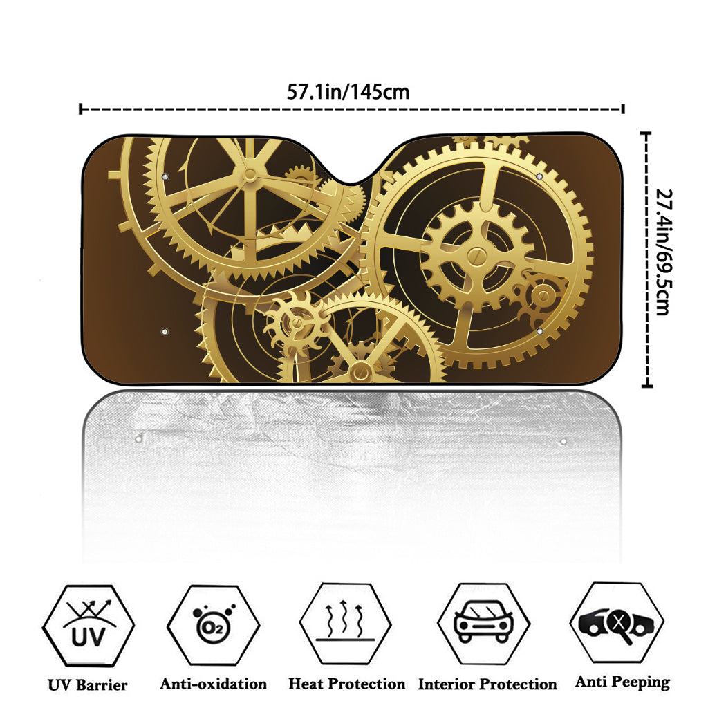 Steampunk Cogwheels Print Car Windshield Sun Shade