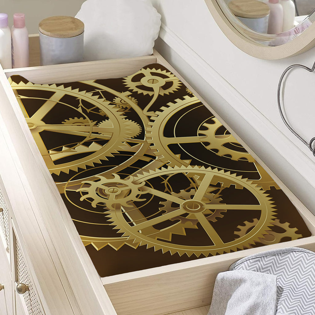 Steampunk Cogwheels Print Changing Pad Cover
