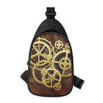 Steampunk Cogwheels Print Chest Bag