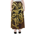 Steampunk Cogwheels Print Chiffon Maxi Skirt