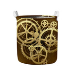 Steampunk Cogwheels Print Collapsible Laundry Basket