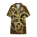 Steampunk Cogwheels Print Cotton Hawaiian Shirt