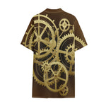 Steampunk Cogwheels Print Cotton Hawaiian Shirt
