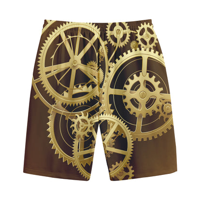 Steampunk Cogwheels Print Cotton Shorts