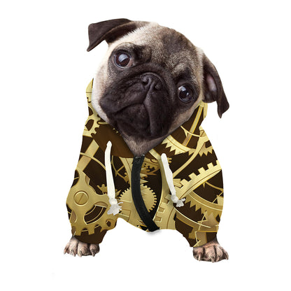 Steampunk Cogwheels Print Dog Zip Up Hoodie
