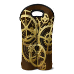 Steampunk Cogwheels Print Double Neoprene Wine Tote