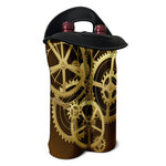 Steampunk Cogwheels Print Double Neoprene Wine Tote