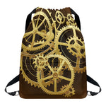 Steampunk Cogwheels Print Drawstring Backpack