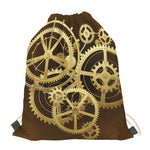 Steampunk Cogwheels Print Drawstring Bag