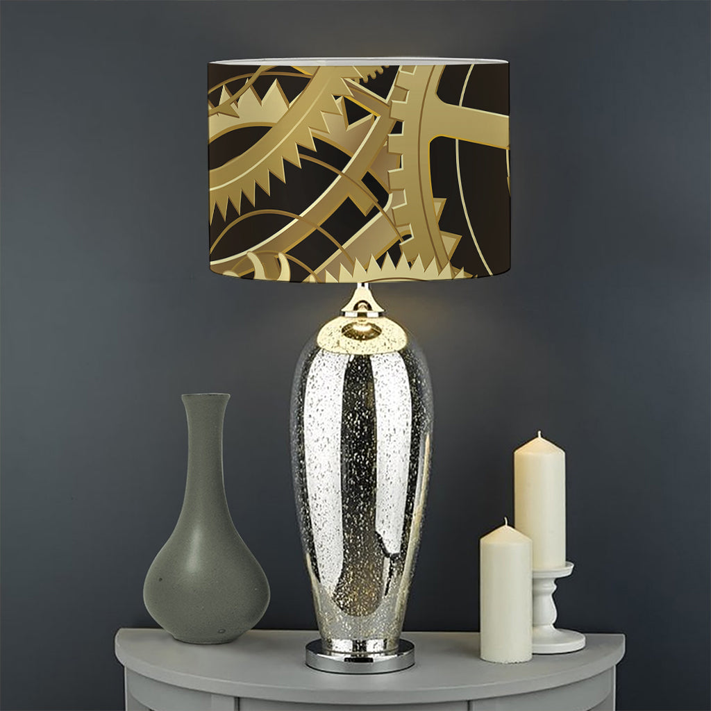 Steampunk Cogwheels Print Drum Lamp Shade