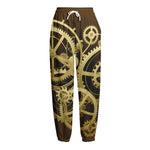 Steampunk Cogwheels Print Fleece Lined Knit Pants
