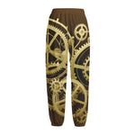 Steampunk Cogwheels Print Fleece Lined Knit Pants