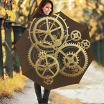 Steampunk Cogwheels Print Foldable Umbrella