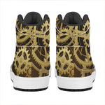 Steampunk Cogwheels Print High Top Leather Sneakers