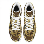 Steampunk Cogwheels Print High Top Leather Sneakers