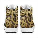 Steampunk Cogwheels Print High Top Leather Sneakers