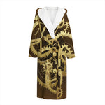Steampunk Cogwheels Print Hooded Bathrobe