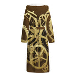 Steampunk Cogwheels Print Hooded Bathrobe