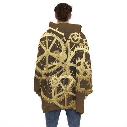 Steampunk Cogwheels Print Hoodie Blanket