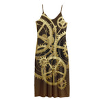Steampunk Cogwheels Print Jersey Midi Cami Dress