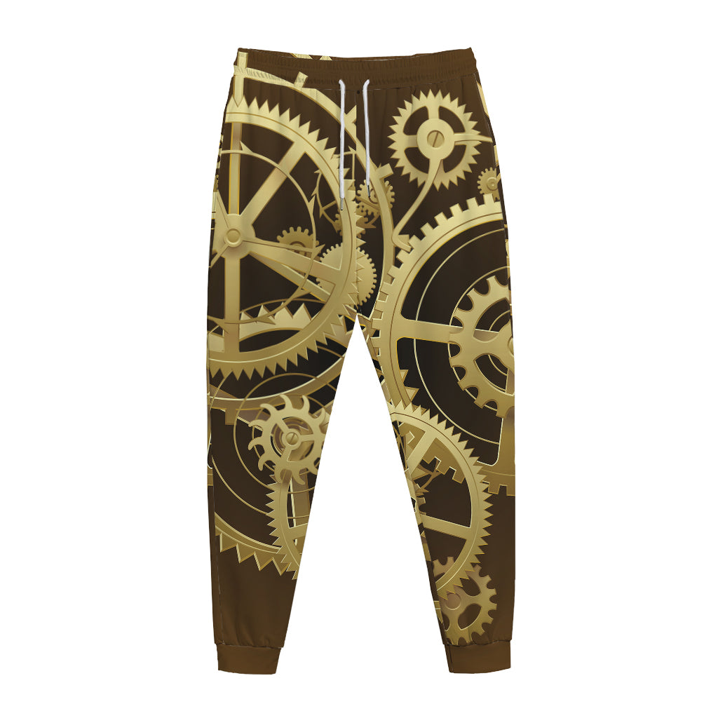Steampunk Cogwheels Print Jogger Pants