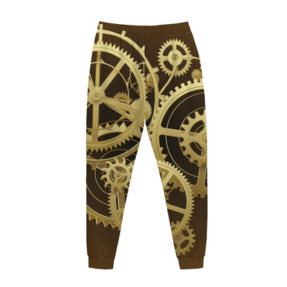 Steampunk Cogwheels Print Jogger Pants