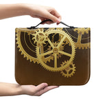 Steampunk Cogwheels Print Leather Bible Cover