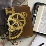 Steampunk Cogwheels Print Leather Bible Cover