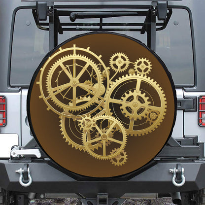 Steampunk Cogwheels Print Leather Spare Tire Cover