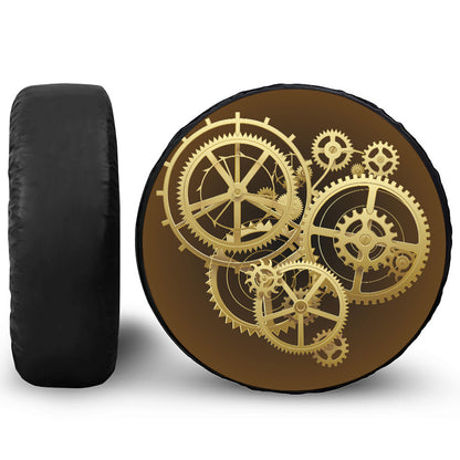 Steampunk Cogwheels Print Leather Spare Tire Cover