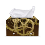Steampunk Cogwheels Print Leather Tissue Box Cover