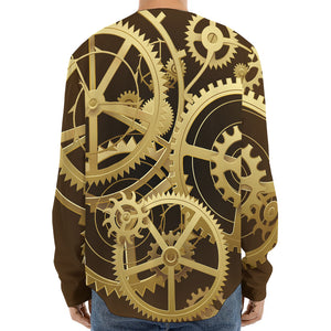 Steampunk Cogwheels Print Long Sleeve Baseball Jersey