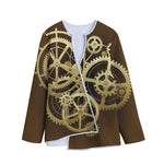 Steampunk Cogwheels Print Long Sleeve Short Coat
