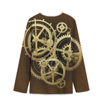 Steampunk Cogwheels Print Long Sleeve Short Coat