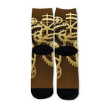 Steampunk Cogwheels Print Long Socks