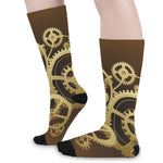 Steampunk Cogwheels Print Long Socks