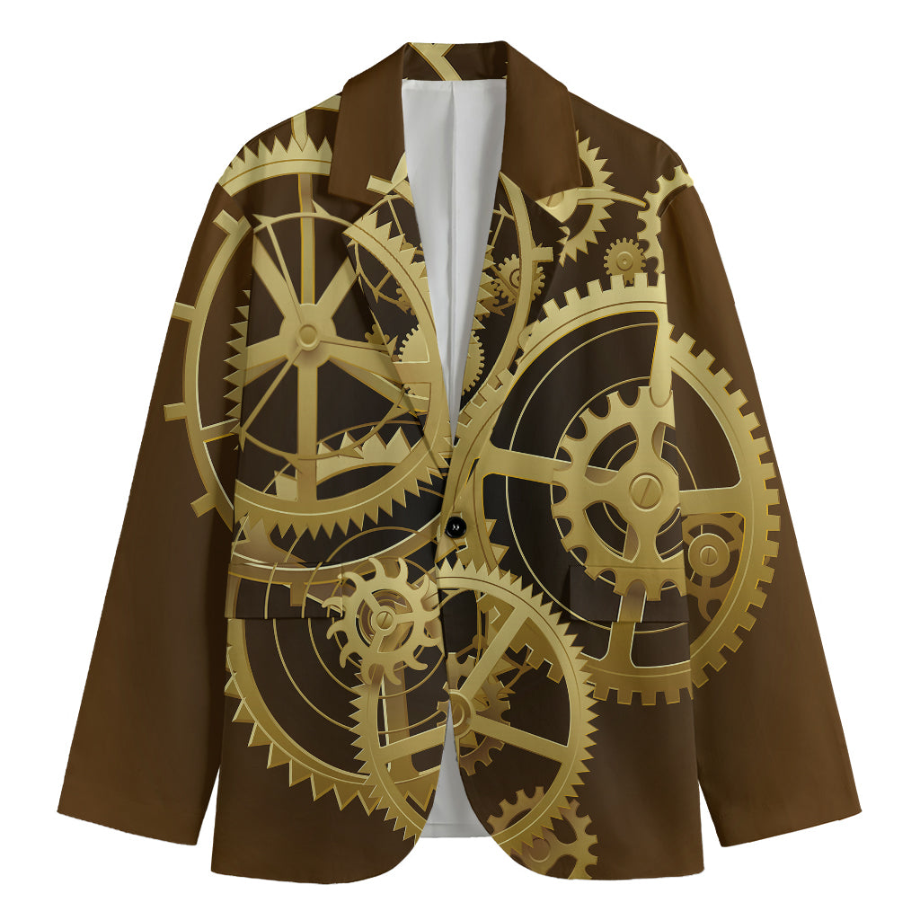 Steampunk Cogwheels Print Men's Blazer