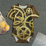 Steampunk Cogwheels Print Men's Bodysuit