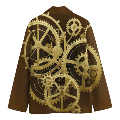 Steampunk Cogwheels Print Men's Cotton Blazer