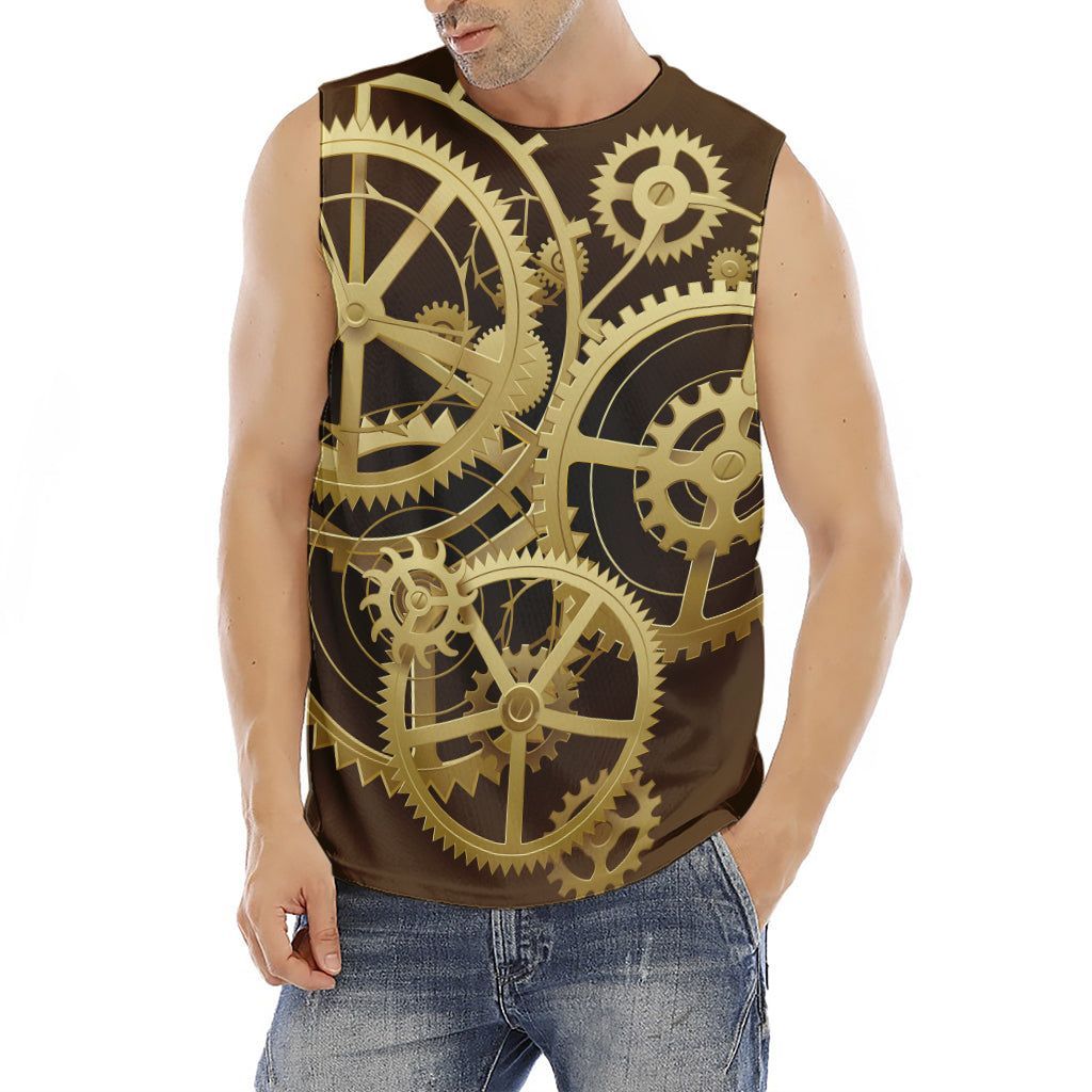 Steampunk Cogwheels Print Men's Fitness Tank Top
