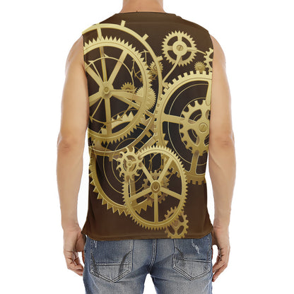 Steampunk Cogwheels Print Men's Fitness Tank Top