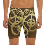 Steampunk Cogwheels Print Men's Long Boxer Briefs