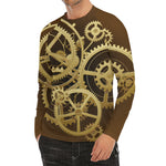 Steampunk Cogwheels Print Men's Long Sleeve Rash Guard